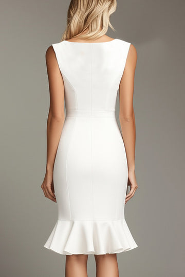 Witte V-hals Bodycon Korte Formele Jurk